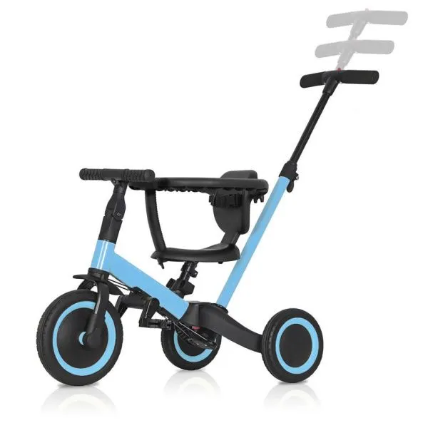 Детский беговел-велосипед 8в1 с крышей и ручкой, синий - TR008C-BLUE