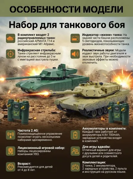 Радиоуправляемый танковый бой (АРМАТА T14 + M1 Абрамс США) - RWG99852