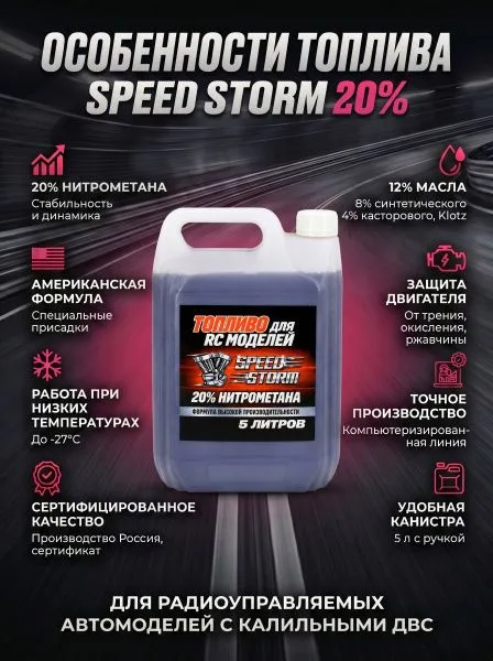 Топливо для радиоуправляемых машин Speed Storm Car 5л 20%  - SSC-20-5