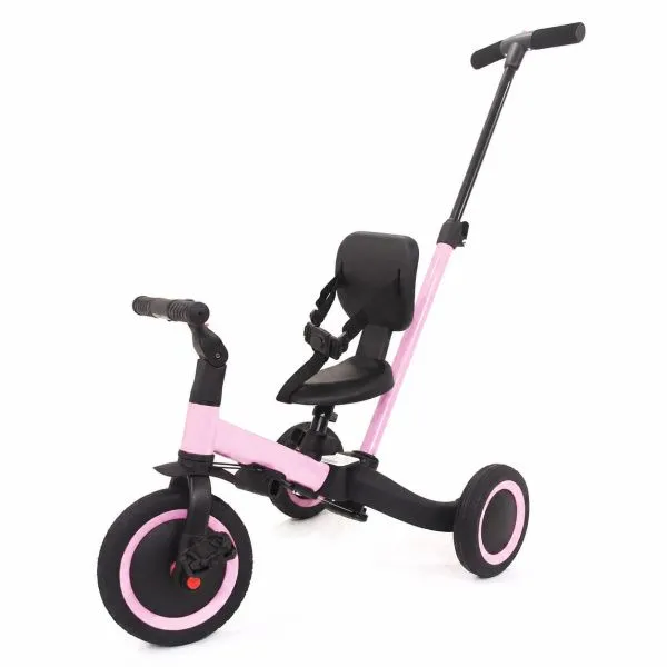 Детский беговел-велосипед 4в1 с родительской ручкой, розовый - TR007-PINK