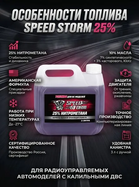 Топливо для радиоуправляемых машин Speed Storm Car 3л 25%  - SSC-25-3